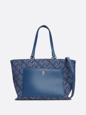 Woven Beach Tote Blue Tommy Hilfiger