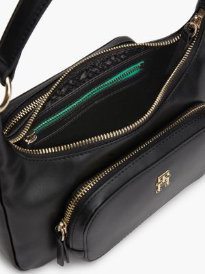 borsa th soft con monogramma th nero da donne tommy hilfiger