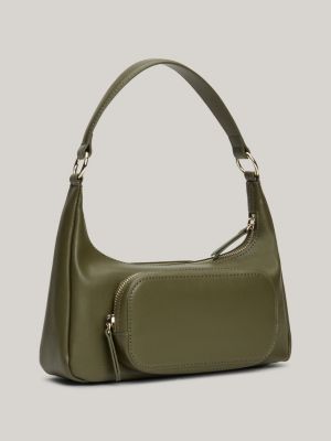 Softe Schultertasche mit TH-Monogramm | Grün | Tommy Hilfiger