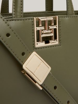 groen kleine shopper met crossbodyband voor dames - tommy hilfiger