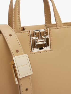 khaki small crossover strap tote for women tommy hilfiger