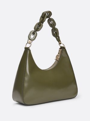 sac porté épaule en cuir th soft vert pour femmes tommy hilfiger