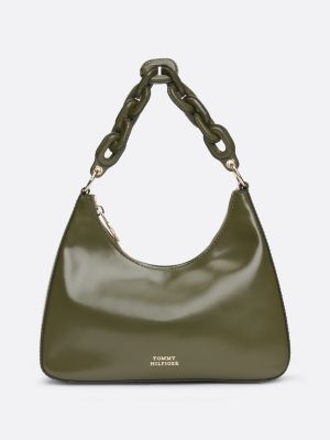 sac porté épaule en cuir th soft vert pour femmes tommy hilfiger