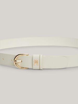 Hilfiger Leather White | Essential | Belt Tommy Monogram TH
