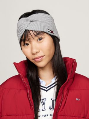 fascia paraorecchie con bandierina allungata grigio da donne tommy jeans