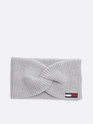 grey elongated flag twist headband for women tommy jeans