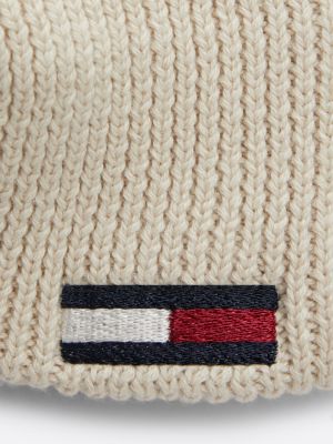 beige elongated flag twist headband for women tommy jeans