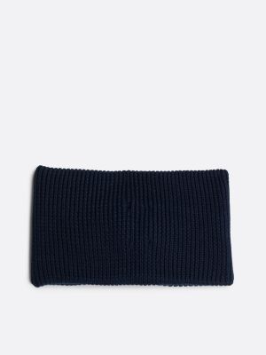 blue elongated flag twist headband for women tommy jeans