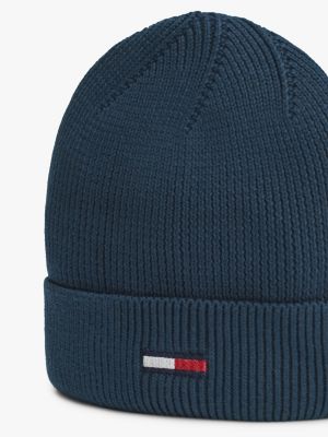 berretto a coste con bandierina allungata blu da donne tommy jeans