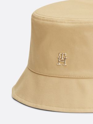 beige th monogram plaque bucket hat for women tommy hilfiger