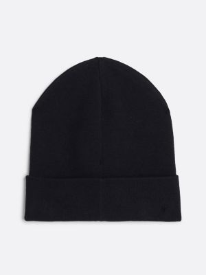 black logo embroidery beanie for women tommy jeans