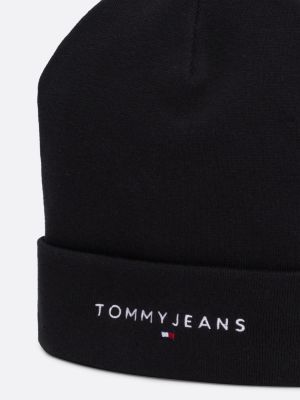 czarny czapka beanie z wyhaftowanym logo dla kobiety - tommy jeans