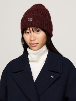 rot city grobstrick-beanie mit wolle für damen - tommy jeans