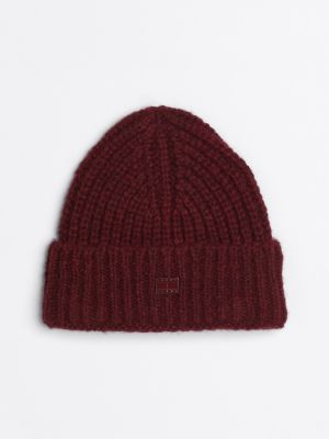 czerwony czapka beanie city z mieszanki wełny dla kobiety - tommy jeans