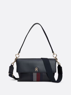 Signature schoudertas met TH monogram Blauw Tommy Hilfiger