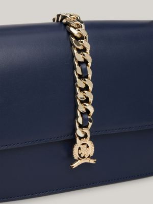 TH Monogram Chain Leather Crossover Bag | Blue | Tommy Hilfiger