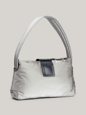 grey metallic shoulder bag for women tommy jeans