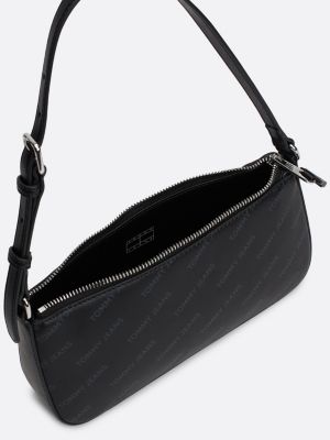 black essential print shoulder bag for women tommy jeans