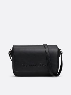 borsa a tracolla essential con patta e logo black da donne tommy jeans