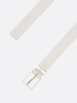 white th monogram leather belt for women tommy hilfiger