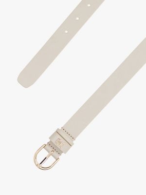 cintura essential in pelle con monogramma th bianco da donne tommy hilfiger