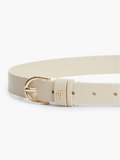 TH Monogram Leather Belt — Beige 2
