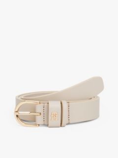 TH Monogram Leather Belt — Beige 1