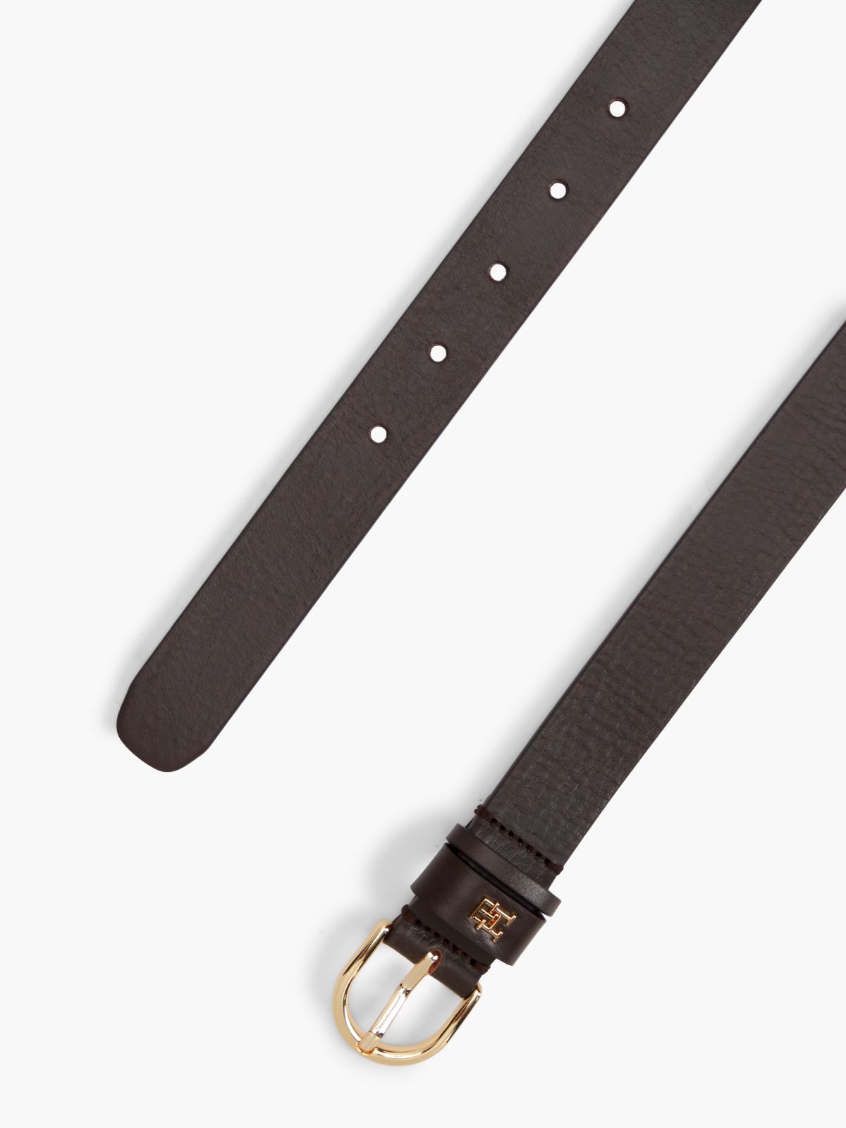 TH Monogram Leather Belt — Brown