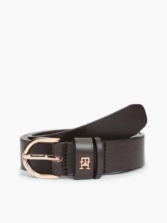 TH Monogram Leather Belt — Brown 1