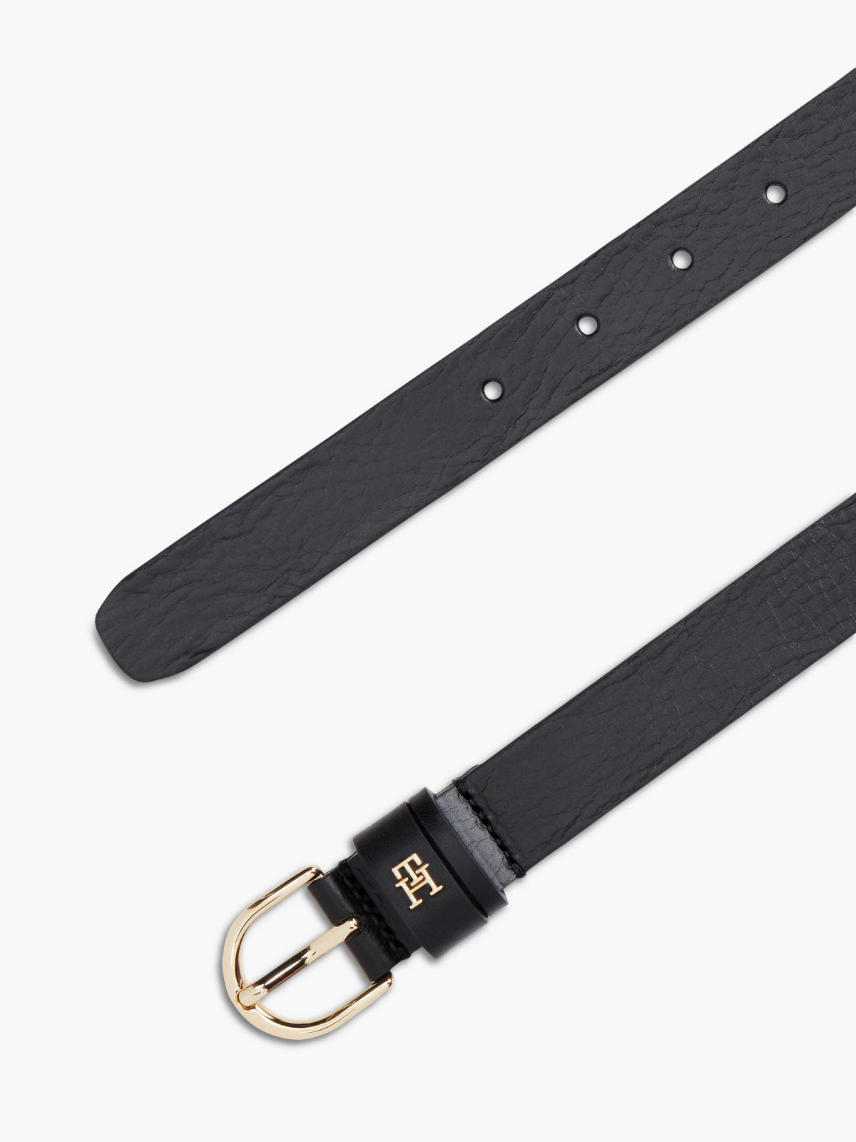 TH Monogram Leather Belt — Black