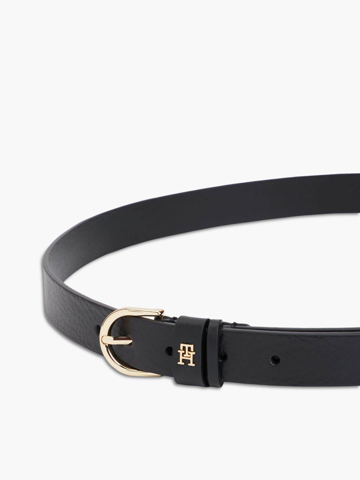 TH Monogram Leather Belt — Black
