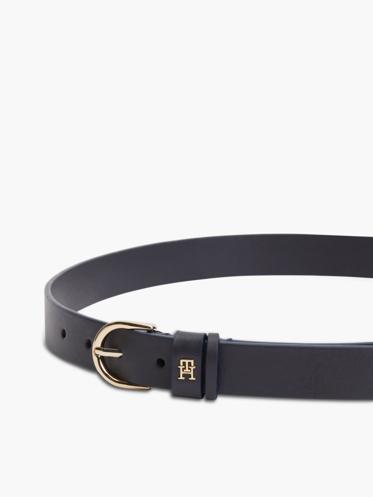 TH Monogram Leather Belt — Blue