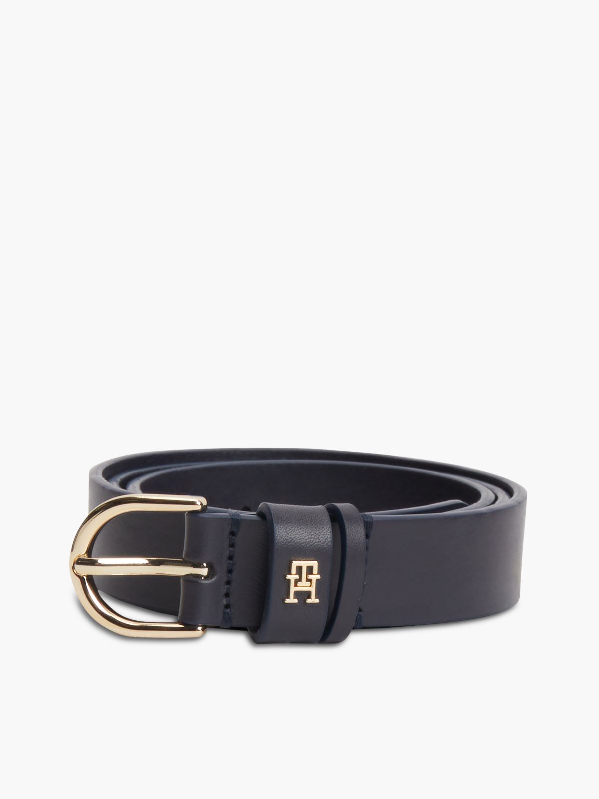 TH Monogram Leather Belt — Blue