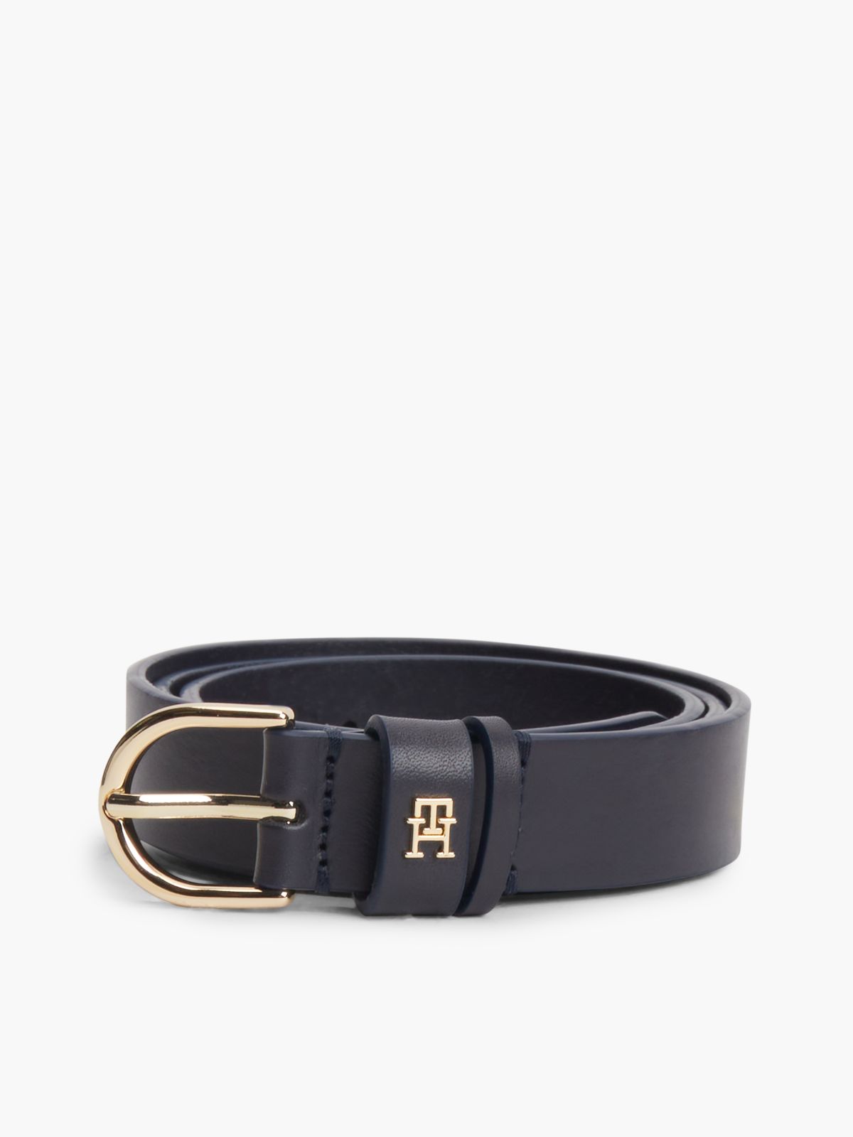 TH Monogram Leather Belt — Blue