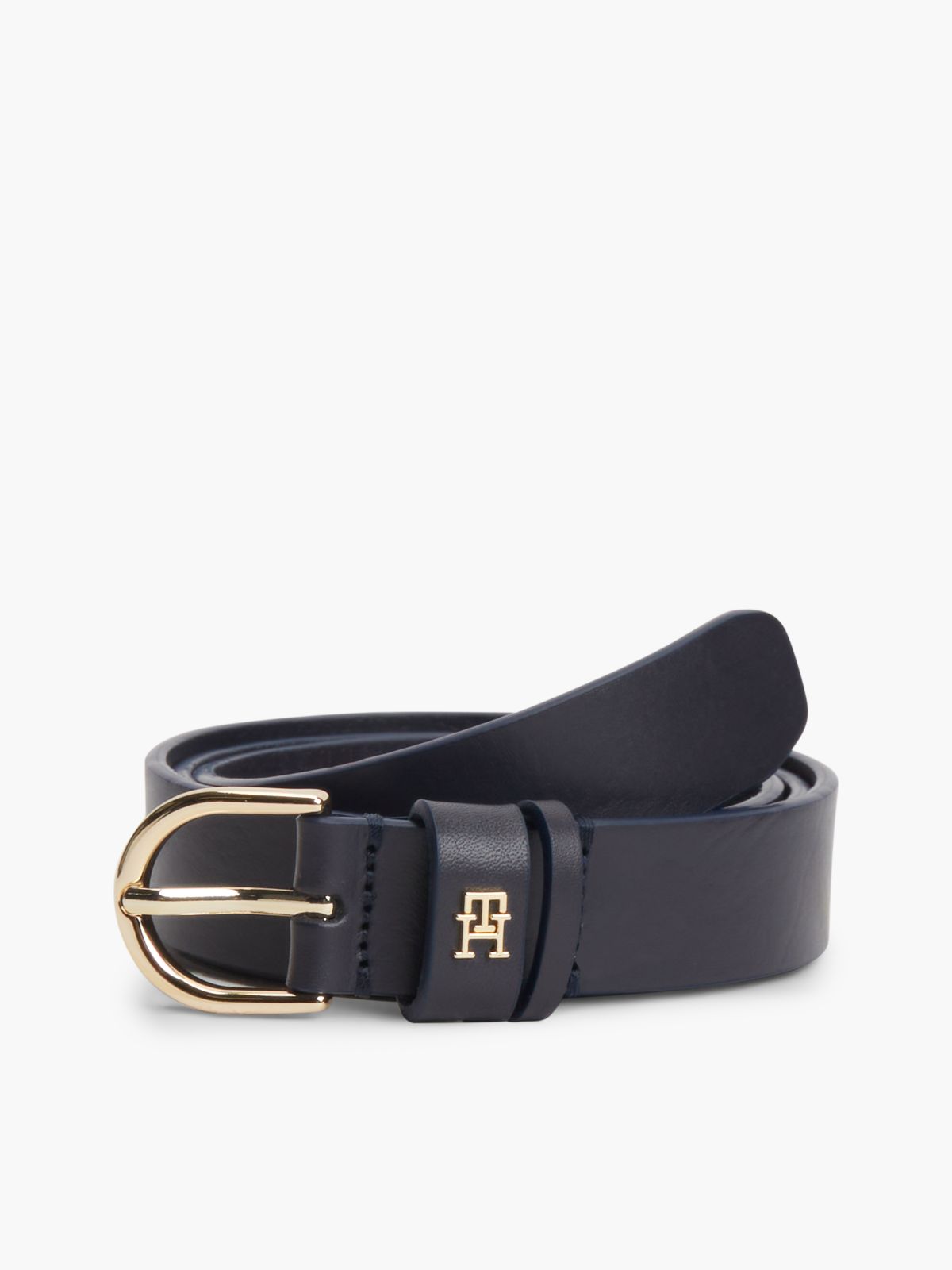 TH Monogram Leather Belt — Blue
