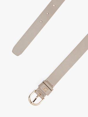 beige essential th monogram leather belt for women tommy hilfiger