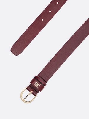 red essential th monogram leather belt for women tommy hilfiger