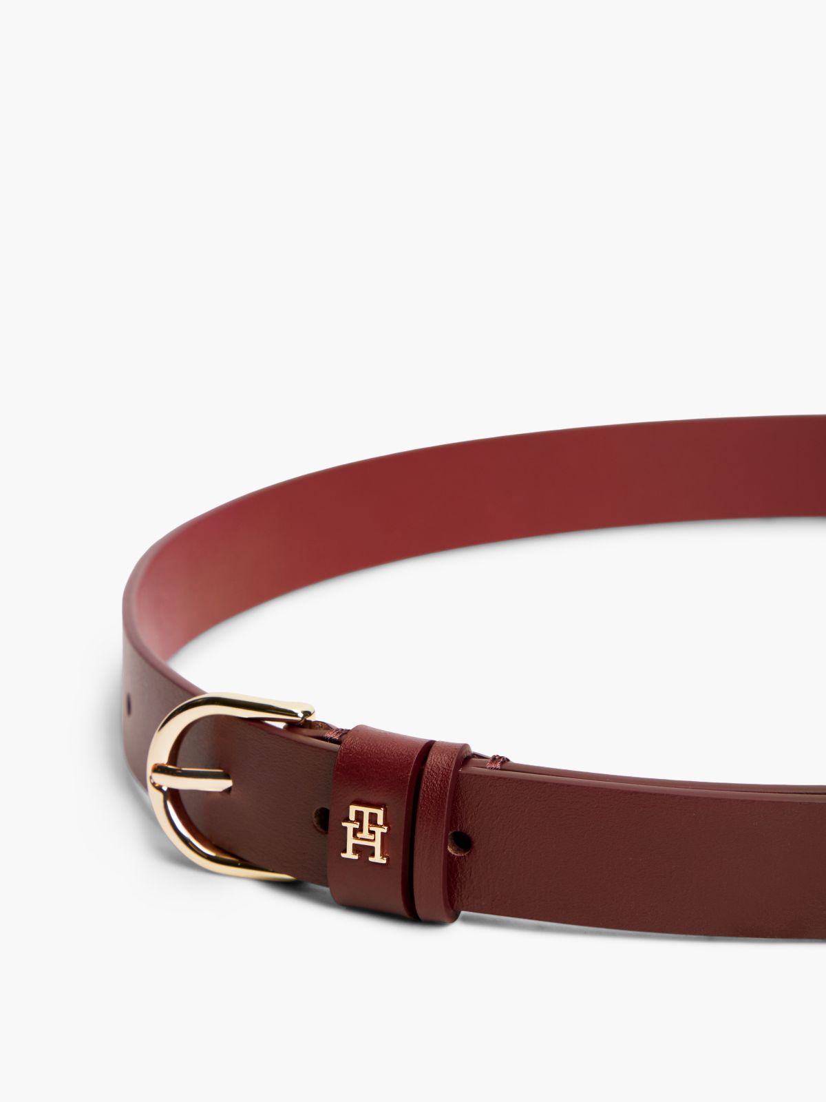 TH Monogram Leather Belt — Red