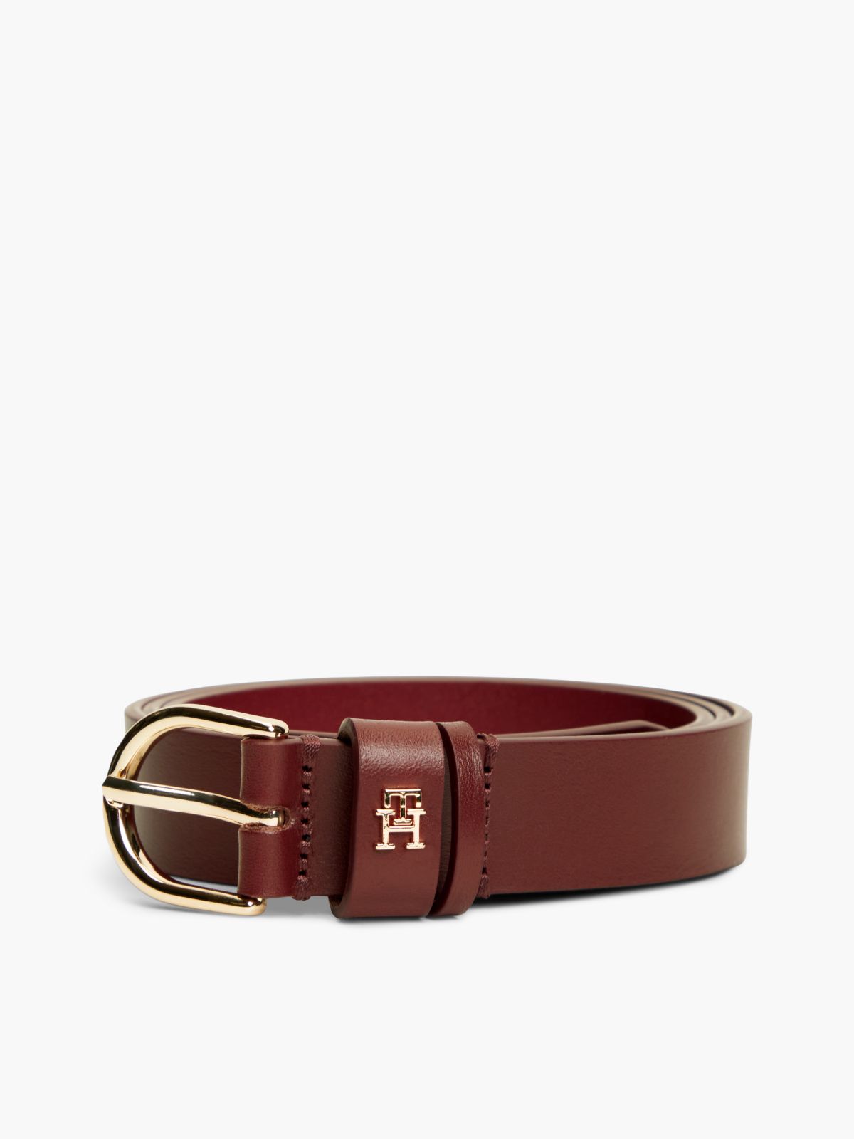 TH Monogram Leather Belt — Red
