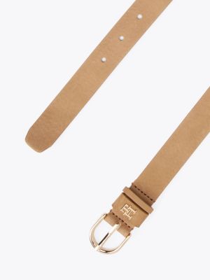 brown essential textured leather belt for women tommy hilfiger