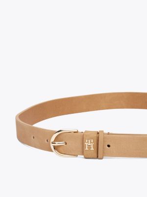 brown essential textured leather belt for women tommy hilfiger