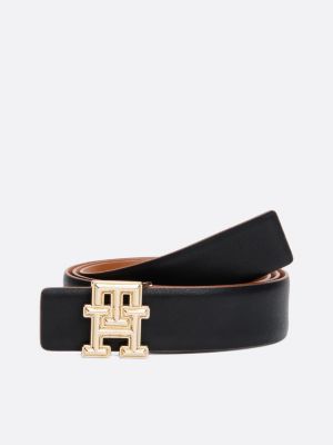 brown th monogram reversible leather belt for women tommy hilfiger