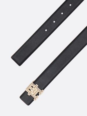 bruin reversible leren riem met th-monogram voor dames - tommy hilfiger