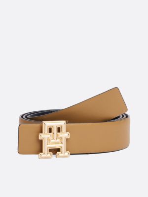 zwart reversible leren riem met th-monogram voor dames - tommy hilfiger