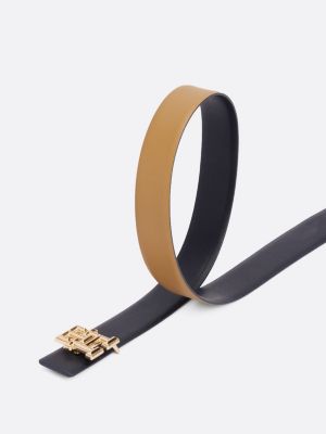 black reversible leren riem met th-monogram voor dames - tommy hilfiger