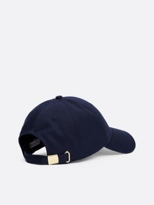 gorra de béisbol chic con monograma th azul de mujeres tommy hilfiger