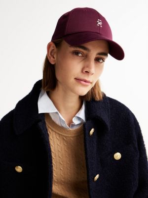 red chic th monogram baseball cap for women tommy hilfiger