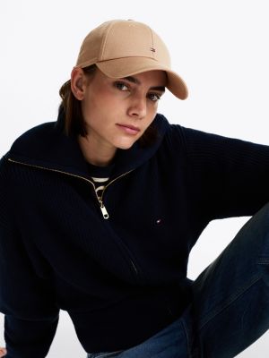 khaki essential flag baseball cap for women tommy hilfiger