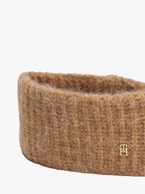 bandeau th monoplay à plaque monogramme th beige pour femmes tommy hilfiger