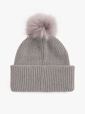 grey chic pom pom beanie for women tommy hilfiger